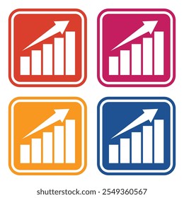 Statistic icon. Financial analysis stats icon. Growing graph. Business chart symbol. Growths chart collection. Progress bar. Bar diagram. Growth success arrow icon. Progress symbol. Chart increase.