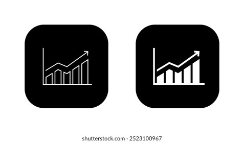 Statistic icon on black square. Business chart symbol. Financial analysis