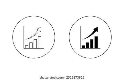 Statistic icon on circle line. Increase graph concept