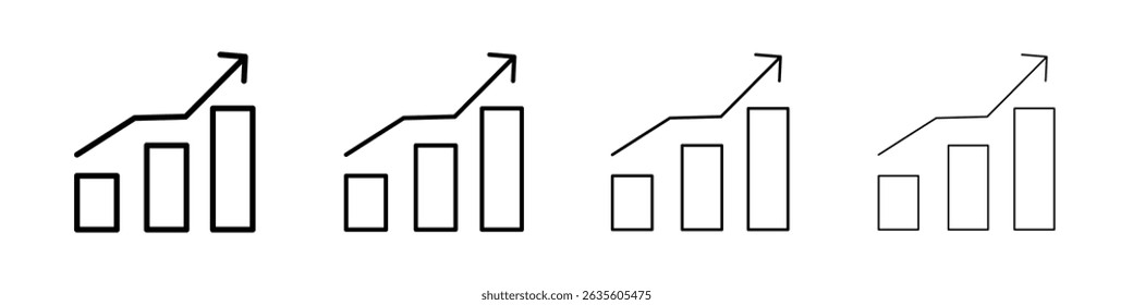Statistic Up icon Outline sign symbol set
