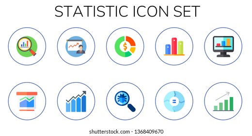statistic icon set. 10 flat statistic icons.  Simple modern icons about  - statistics, stats, bar chart, chart, virus search, graph