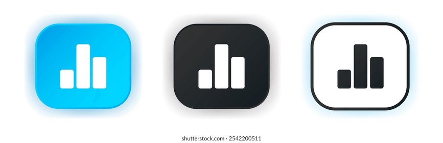 Statistic icon set. Design for app icons. Button template. Vector illustration.