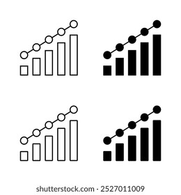 Statistic icon set in generic style. Growing chart sign. Growth bar symbol