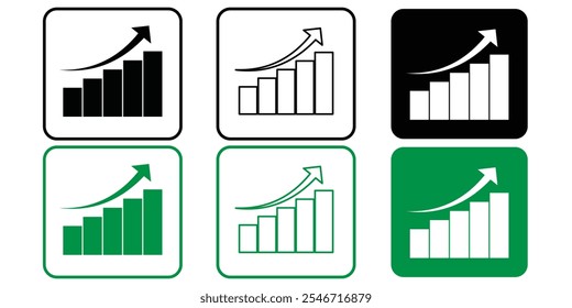 Conjunto de iconos estadísticos. Icono de gráfico de barra de crecimiento. Icono de gráfico de negocio. Colección de la gráfica de crecimiento. Icono de barra de progreso Ilustración vectorial sobre fondo aislado eps 10. 