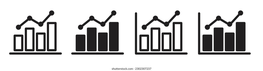 Statistic icon set. Growing graph growth icon set.