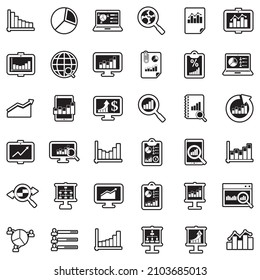 Statistic Icons. Line With Fill Design. Vector Illustration.