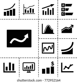 Statistic icons. set of 13 editable filled statistic icons such as graph, chart, statistic