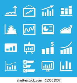 Statistic icons set. set of 16 statistic filled icons such as graph, chart, chart on display, statistic