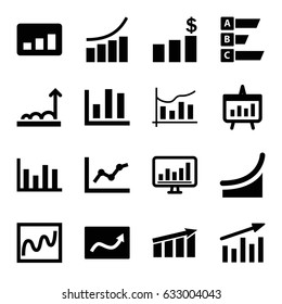 Statistic icons set. set of 16 statistic filled icons such as graph, chart, statistic