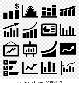 Statistic icons set. set of 16 statistic filled icons such as graph, chart, chart on display, statistic