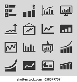 Statistic icons set. set of 16 statistic filled icons such as graph, chart, chart on display, statistic