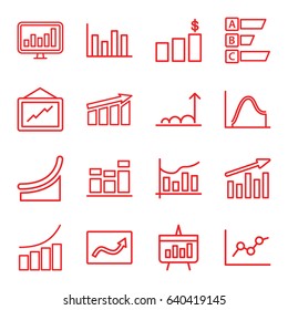 Statistic icons set. set of 16 statistic outline icons such as graph, chart, money chart
