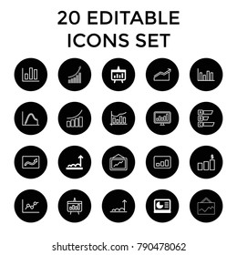 Statistic icons. set of 20 editable outline statistic icons such as chart, chart on display, graph. best quality statistic elements in trendy style.