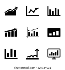 Statistic icons set. set of 9 statistic filled icons such as chart
