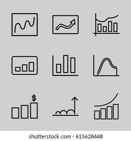 Statistic icons set. set of 9 statistic outline icons such as graph, chart