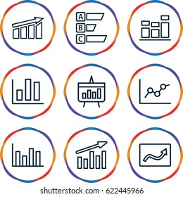 Statistic icons set. set of 9 statistic outline icons such as chart