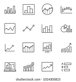 Iconos estadísticos establecidos. estilo lineal.  Línea con trazo editable