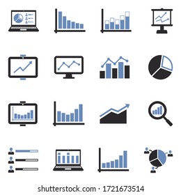 Statistic Icons. Two Tone Flat Design. Vector Illustration.