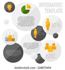 Statistic infographic template with cicles in flat design.