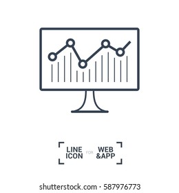 ícono mínimo aislado estadístico. icono de la línea gráfica gráfica vectorial para sitios web y diseño plano minimalista móvil. 