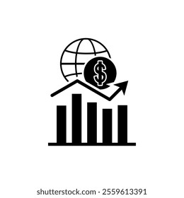 Statistic money global icon. Export import distribution icon vector