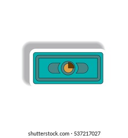 statistic pie graph on banknote Vector illustration in paper sticker style of financial voucher and business pie chart