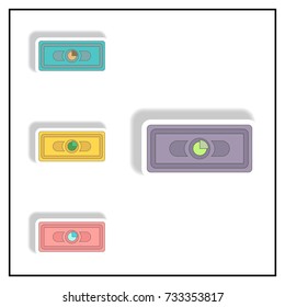 statistic pie graph on banknote Vector illustration collection in paper sticker style of financial voucher and business pie chart