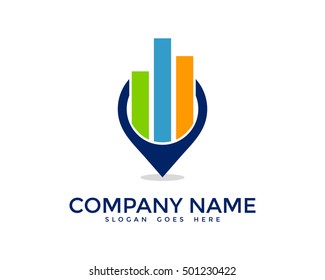 Statistic Pin Point Logo Design Template