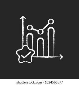 Statistic progress chalk white icon on black background. Accounting analysis. Quality control. Exam financial graph. Diagnosis of economic chart. Isolated vector chalkboard illustration
