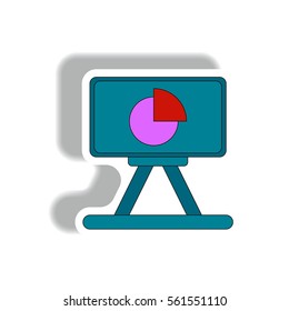 statistic report on board Vector illustration in paper sticker style of Business pie chart on office board