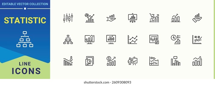 Statistic simple icon. Included growth, analysis, business, report, chart, graphic and more. Graphs And Charts icon set. Minimal thin line web icons set. Pixel perfect. Vector illustration.
