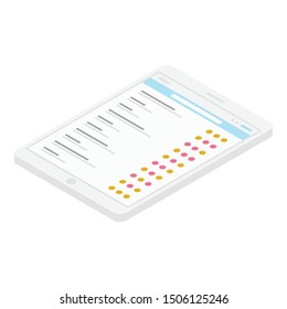 Statistic tablet icon. Isometric of statistic tablet vector icon for web design isolated on white background