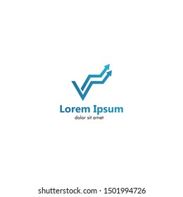 Statistic V Logo Inspirations Template. Blue