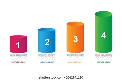 Statistical 3d business graph bar graph. Vector infographic with steps and 4 options. Charts and graphs, web data reports and presentation illustrations