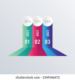 Statistical 3D infographic template design. Business concept infograph with 3 options, steps or processes. Vector visualization can be used for workflow layout, diagram, annual report, web