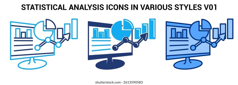 Statistical Analysis icon represented by chart Blue, Dualline, Dualtone style.