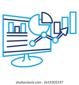 Statistical Analysis icon represented by chart Dual Line style.