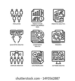 Statistical Analysis icons set outline style