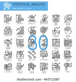 Statistical and Analysis , Thin Line and Pixel Perfect Icons