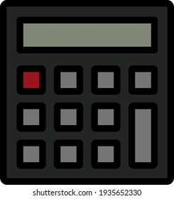 Icono Calculadora Estadística. Contorno grueso editable con diseño de relleno de color. Ilustración vectorial.