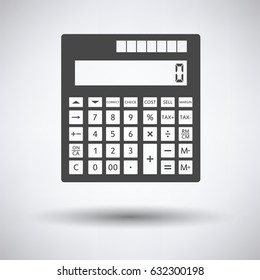 Statistical calculator icon on gray background, round shadow. Vector illustration.