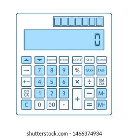 Statistical Calculator Icon. Thin Line With Blue Fill Design. Vector Illustration.