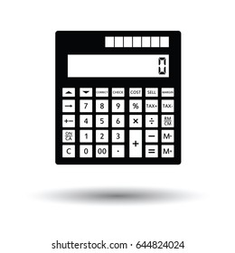 Statistical calculator icon. White background with shadow design. Vector illustration.