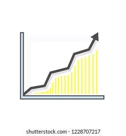 Statistical chart. The arrow rises and points upwards. Modern linear icon. Vektor