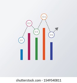 Statistical chart infographic template design. Business concept info graph with 5 options, steps or processes. Vector visualization can be used for workflow layout, diagram, annual report, web