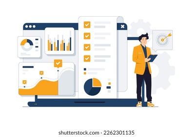 statistical and Data analysis for business finance investment chart to analyzing growth, Site stats, Data inform, Statistics, monitoring financial reports and investments concept illustration