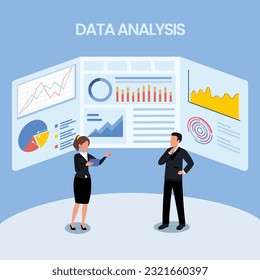 Statistical and Data analysis for business finance investment concept with business people team working on monitor graph dashboard, smart business analysis, financial data report
