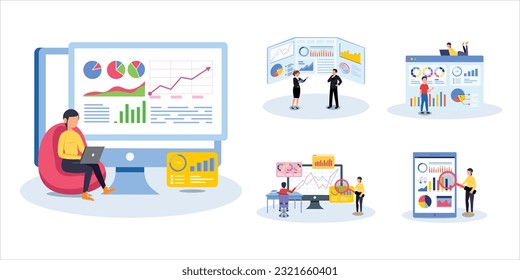 Statistical and Data analysis for business finance investment concept with business people team working on monitor graph dashboard, smart business analysis, financial data report