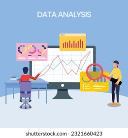 Statistische Analyse und Datenanalyse für das Investitionskonzept für Unternehmen mit Mitarbeitern von Geschäftsleuten, die an der Überwachung des Graphen-Dashboard, der intelligenten Unternehmensanalyse, dem Finanzdatenbericht arbeiten