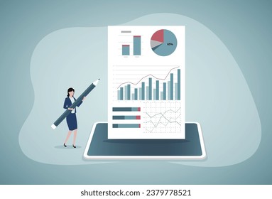 Statistical and Data analysis for business finance investment concept.Growth graph of earning with digital marketing strategy.